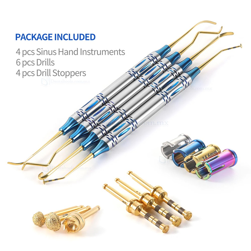 Kit de Elevaci&oacute;n Sinusal Instrumental para Implantes con Fresas Topes y Separador Periostal